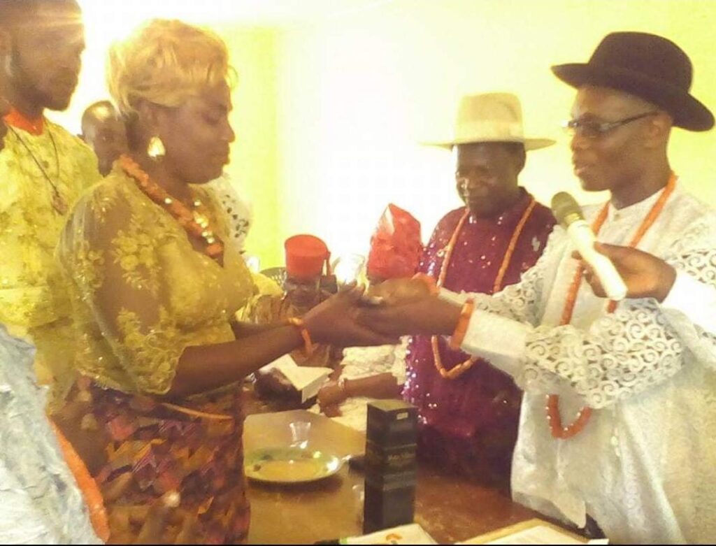 Handing over of the Seal if operation to the Youth Wing by the IPPG Mr Patrick Akpotor to the Coordinator Comrade Pender Mary Omamomo