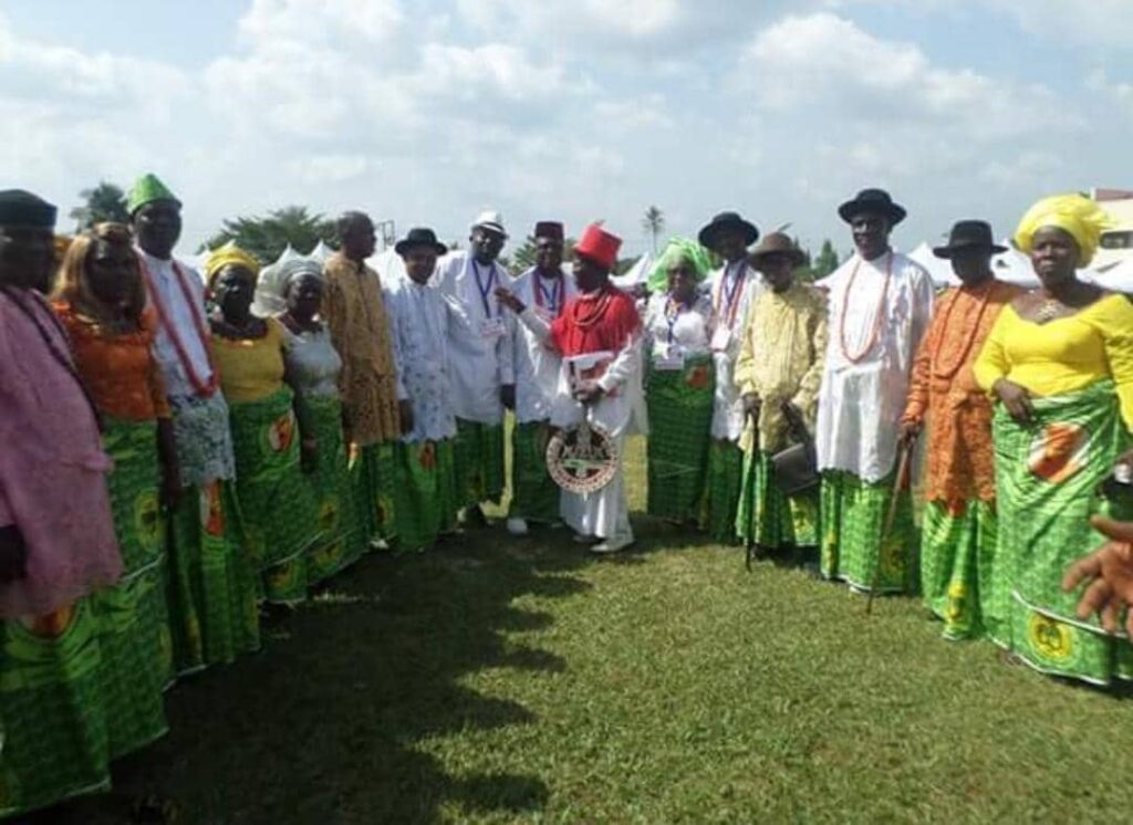 Group photograph of Okpe Union NEC Members at the 10th year Coronation Anniversary of HRM Orodje of Okpe Kingdom in 2016